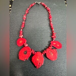 Hand-Crafted Natural Red Coral Beaded Necklace